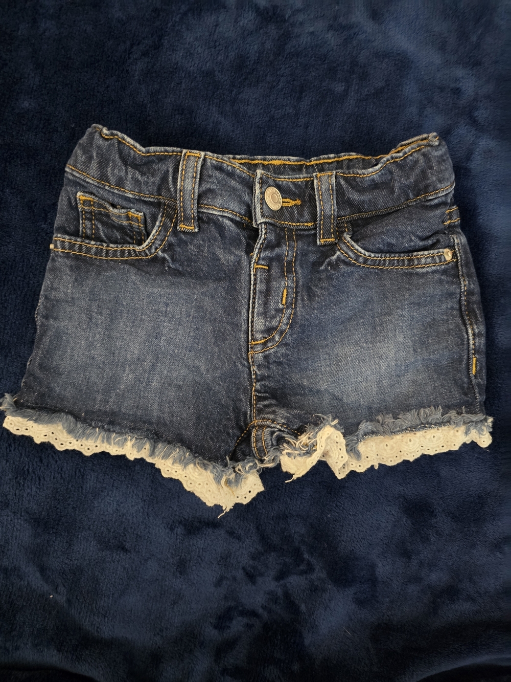 Cat & Jack Dark Blue Denim Shorts with Lace Hem